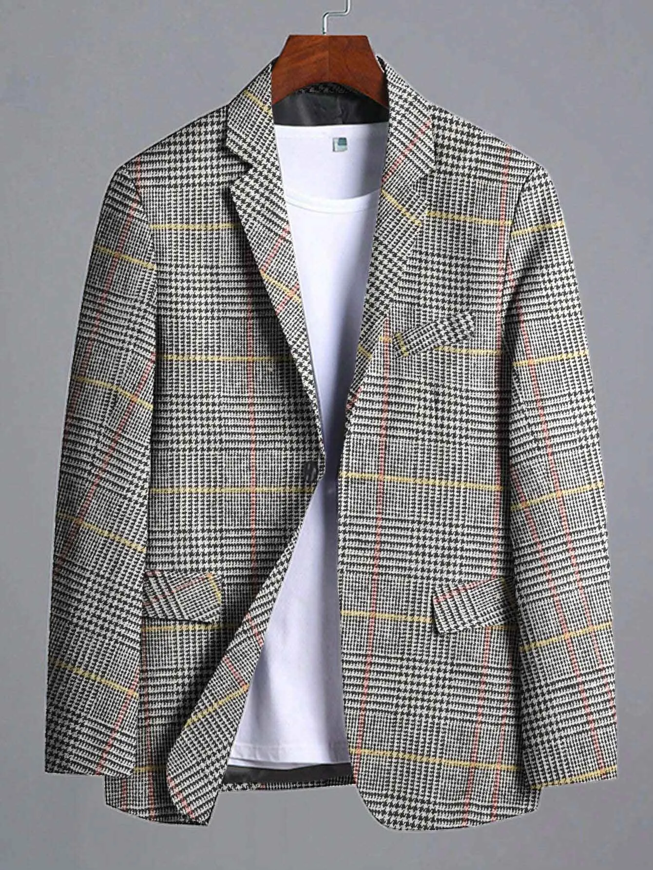 Fashion Men's Gingham Style Winter Blazer