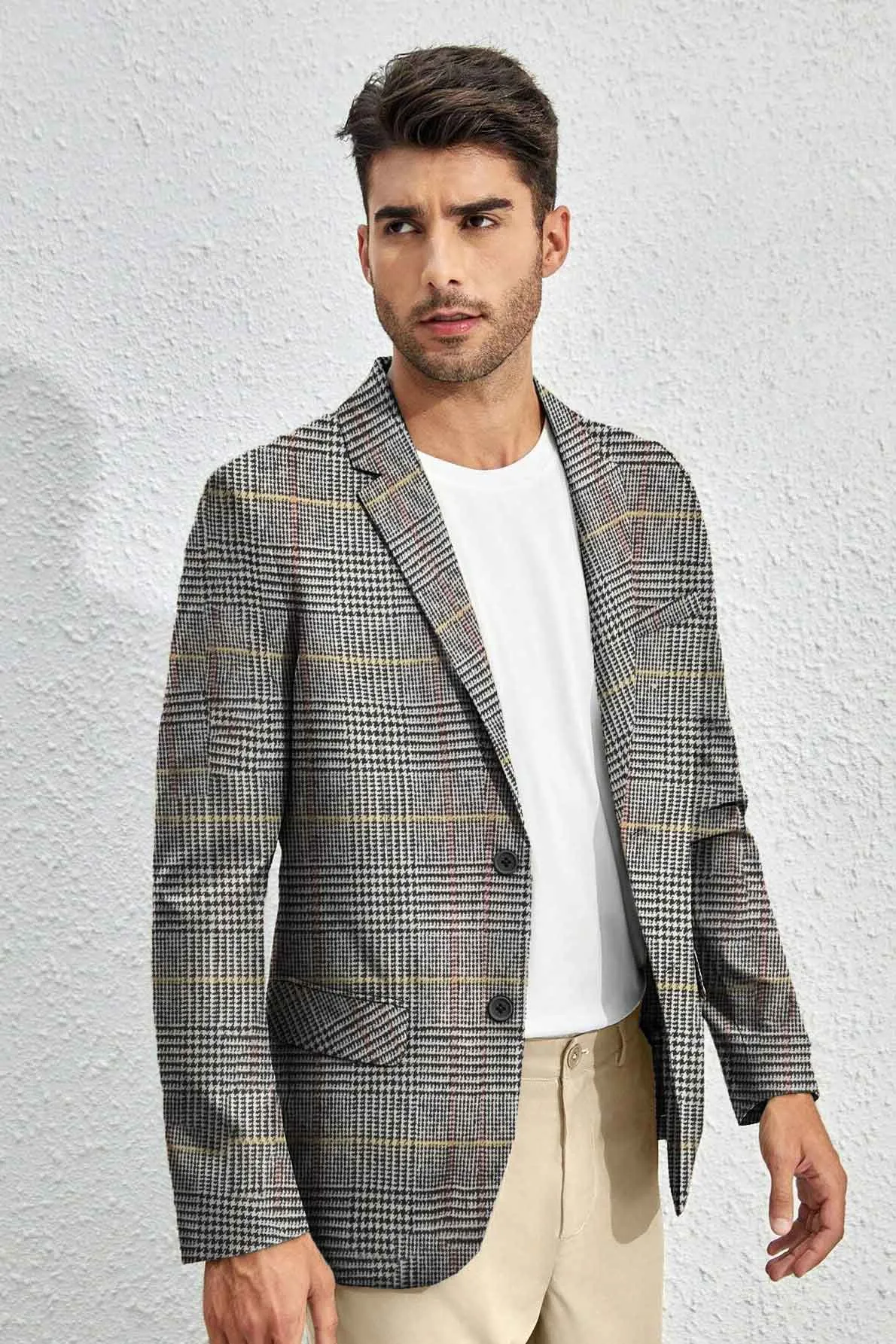 Fashion Men's Gingham Style Winter Blazer