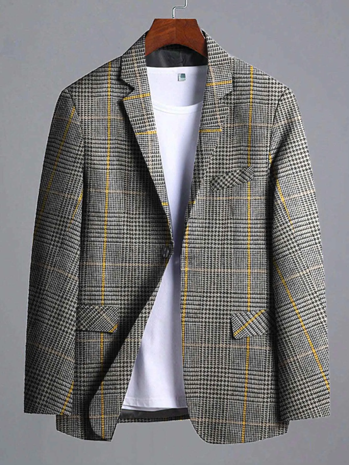 Fashion Men's Gingham Style Winter Blazer