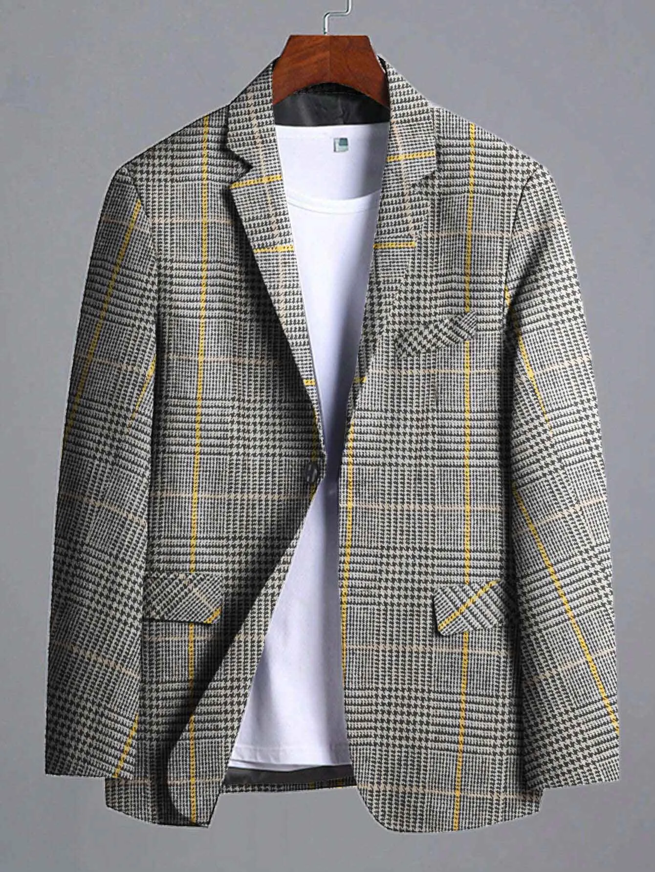 Fashion Men's Gingham Style Winter Blazer