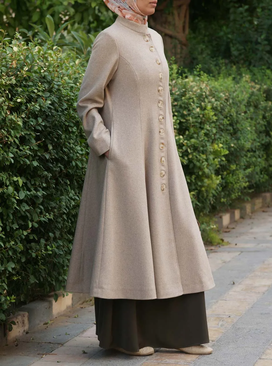 Flared Midi Wool Coat