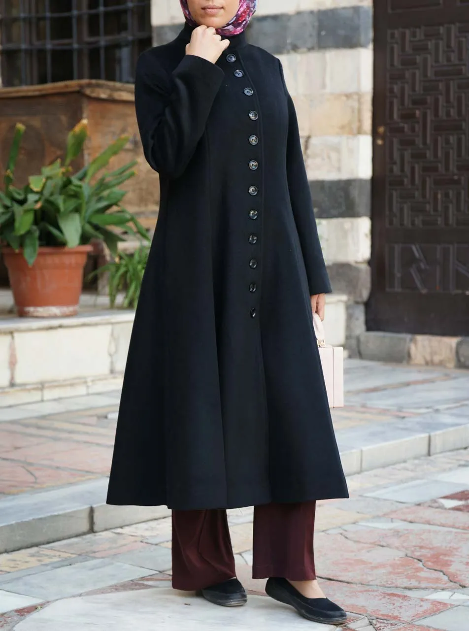 Flared Midi Wool Coat