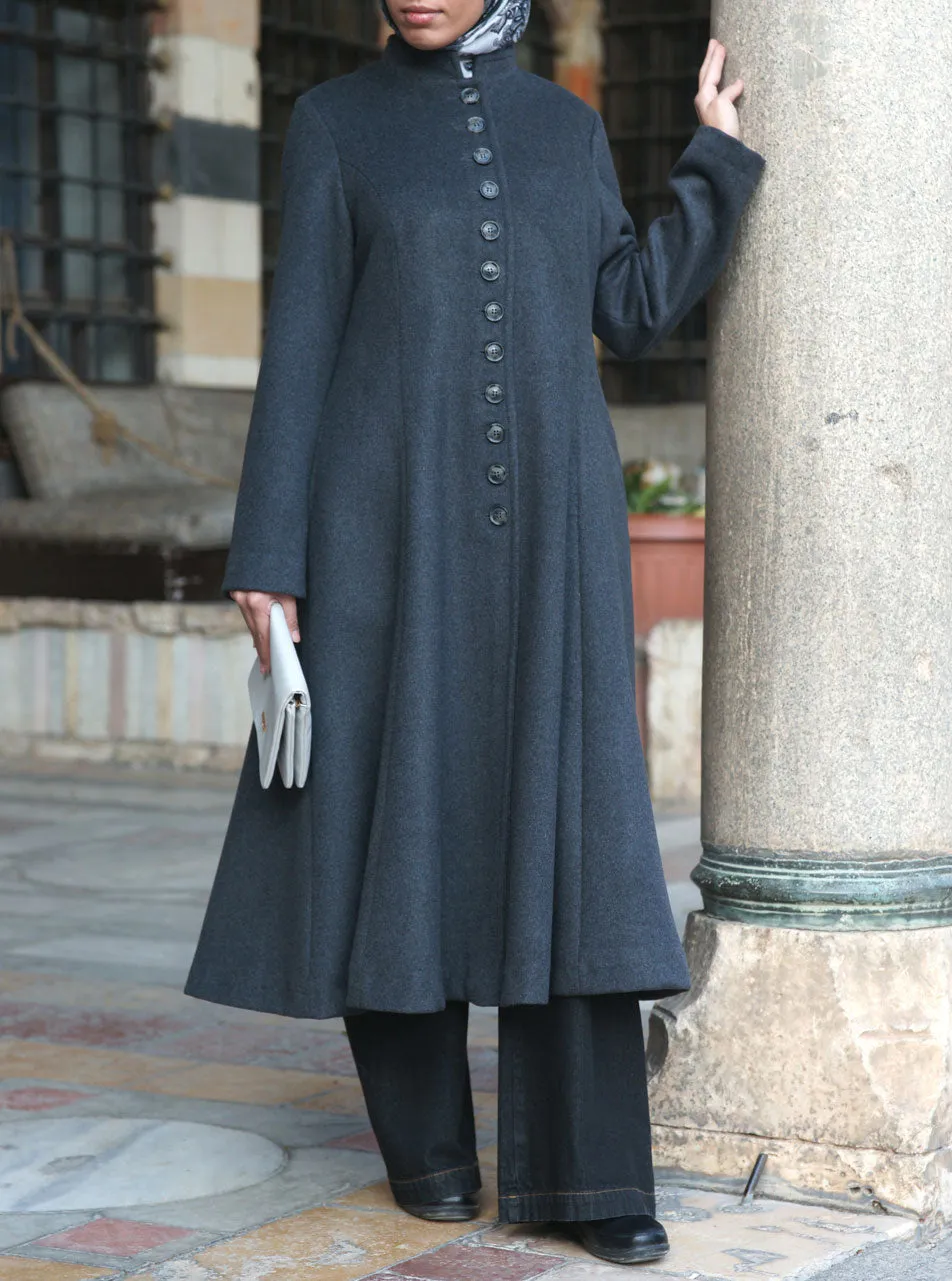 Flared Midi Wool Coat