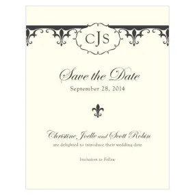 Fleur De Lis Save The Date Card Royal Blue