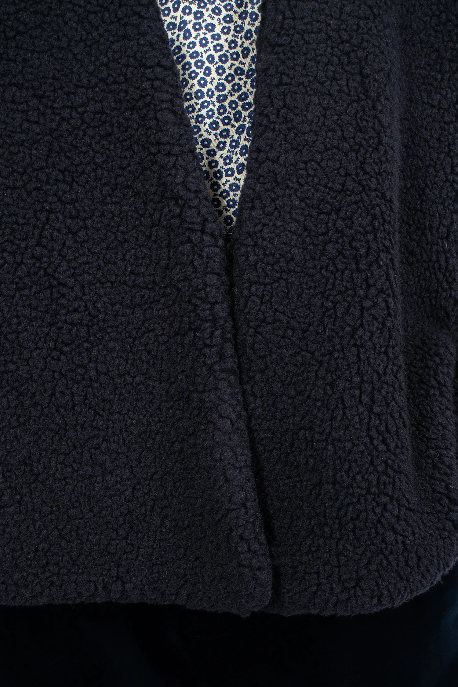 Furry Shawl Jacket Navy