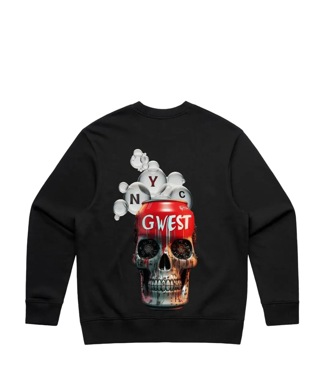 G-West Men's Life Styles Printed Coke Can Crewneck Sweatshirt