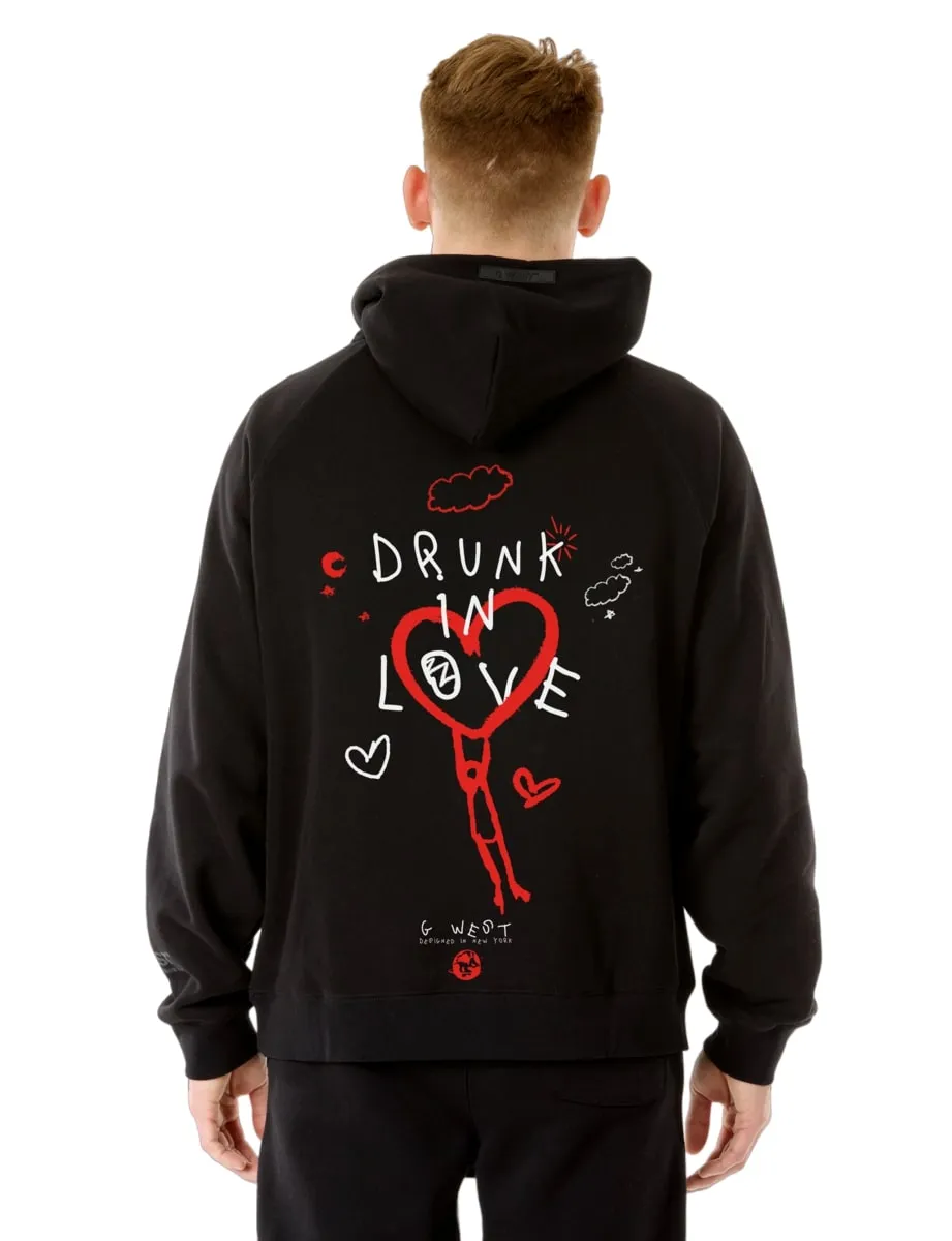 G-West Men's Life Styles Printed Drunk In Love Hoodie Sweatshirt