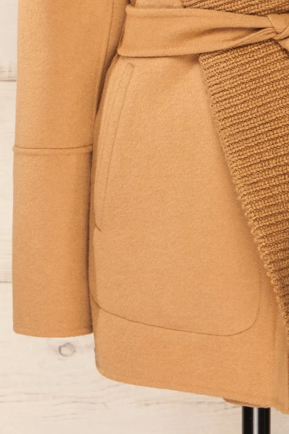 Gabby Caramel | Mid-Length Wool Coat w/ Belt