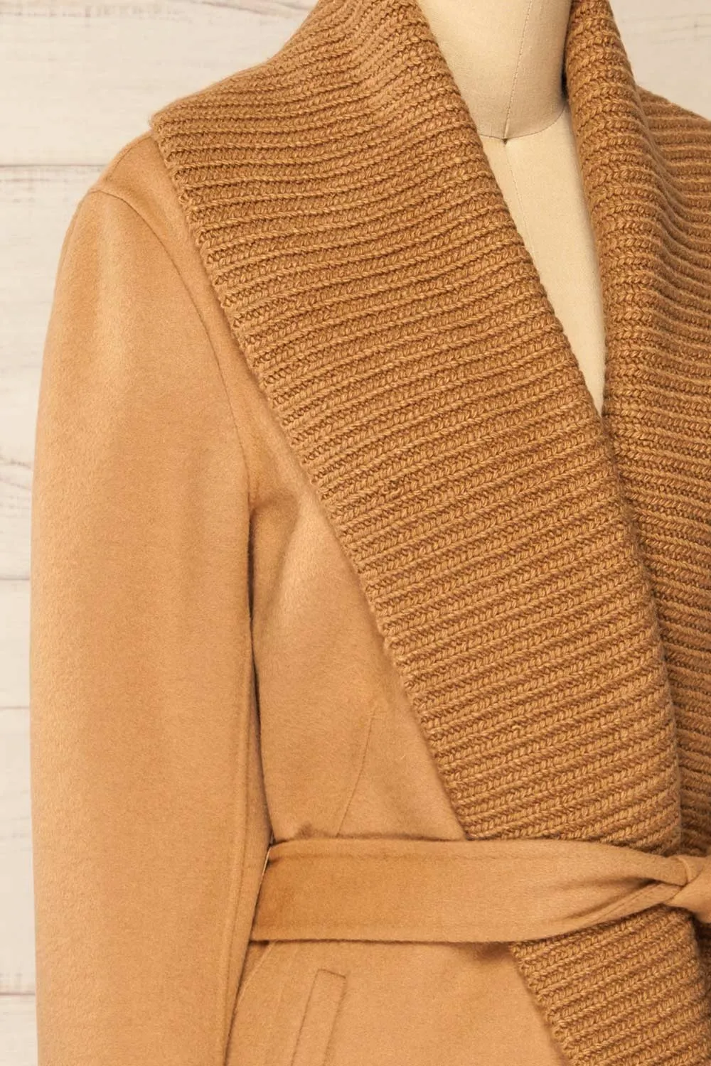 Gabby Caramel | Mid-Length Wool Coat w/ Belt