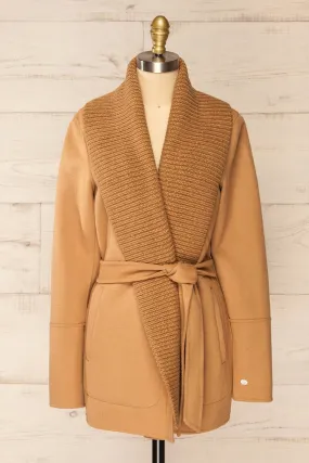 Gabby Caramel | Mid-Length Wool Coat w/ Belt