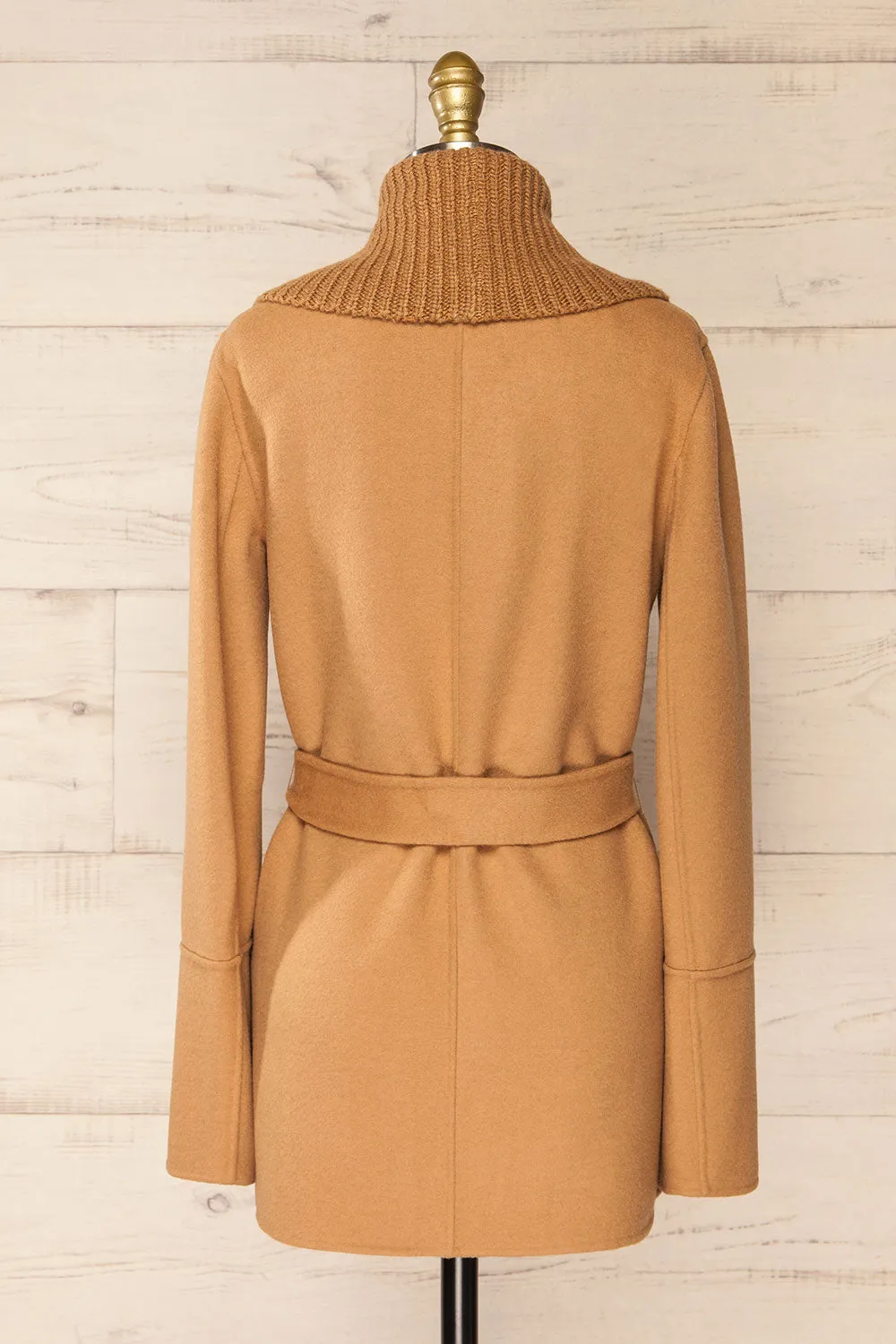 Gabby Caramel | Mid-Length Wool Coat w/ Belt