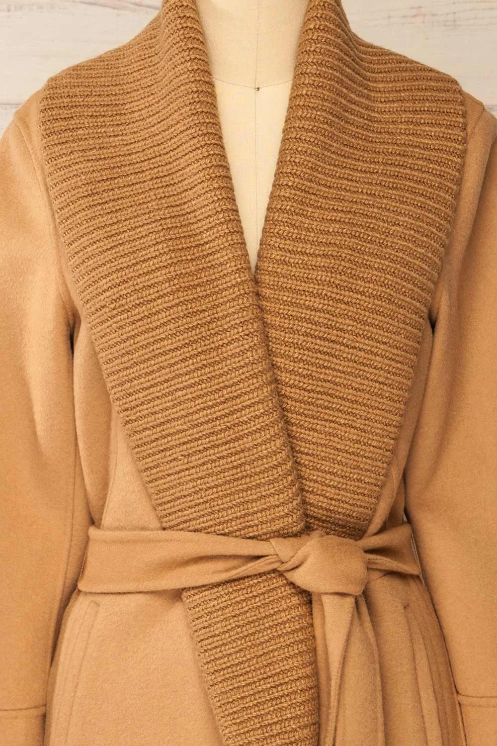 Gabby Caramel | Mid-Length Wool Coat w/ Belt