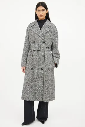 Grey & Black Wool Button Coat