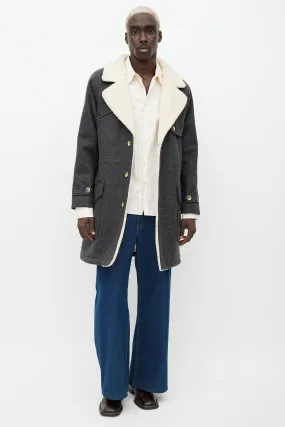 Grey & Cream Wool Sherpa Coat