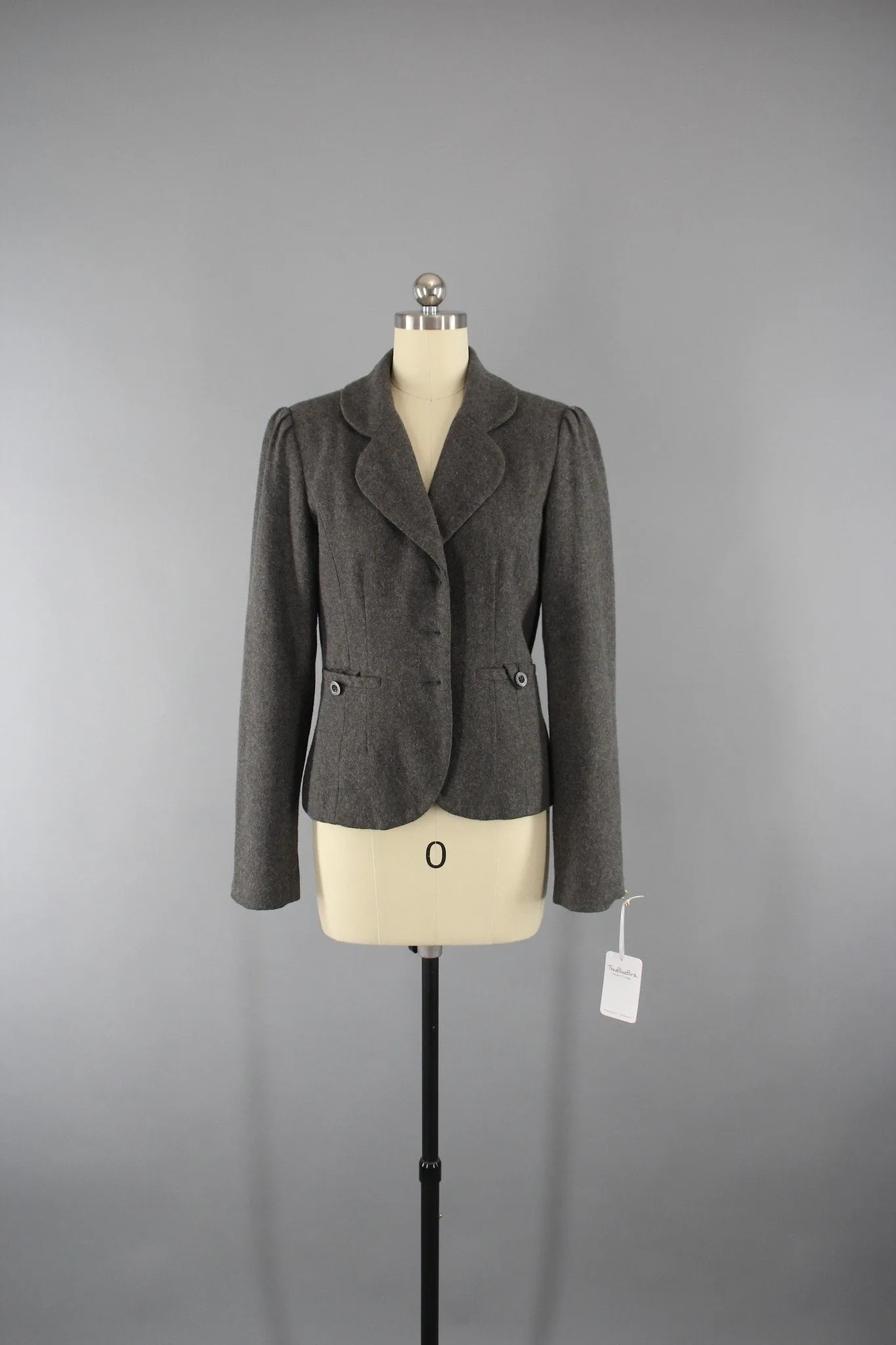 Grey Wool Women's Jacket with PHOENIX Embroidery