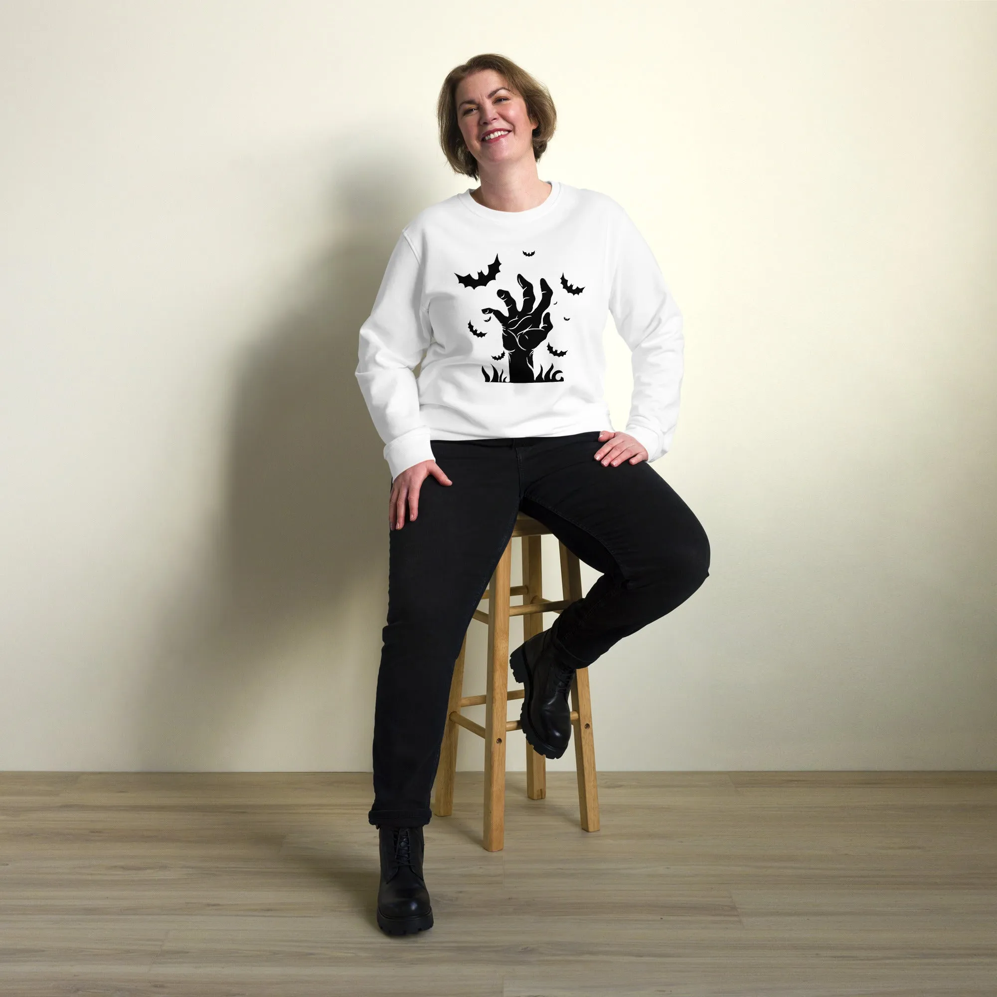 Hand Halloween Graphic Women Organic Sweatshirt