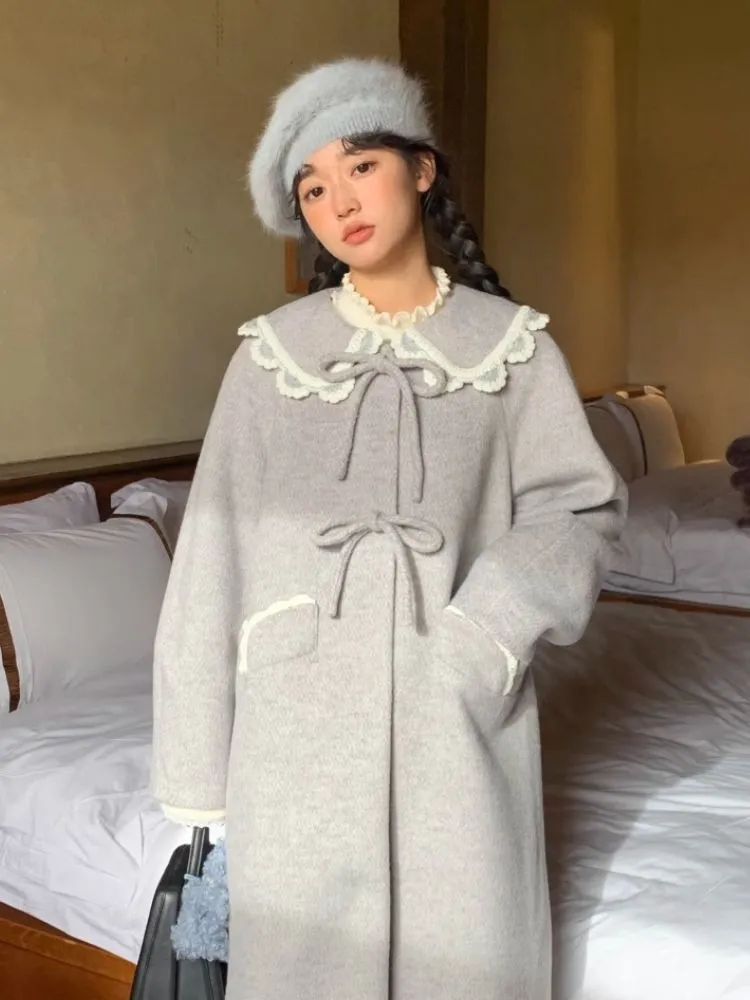 Handmade wool crochet lace coat【s0000005896】