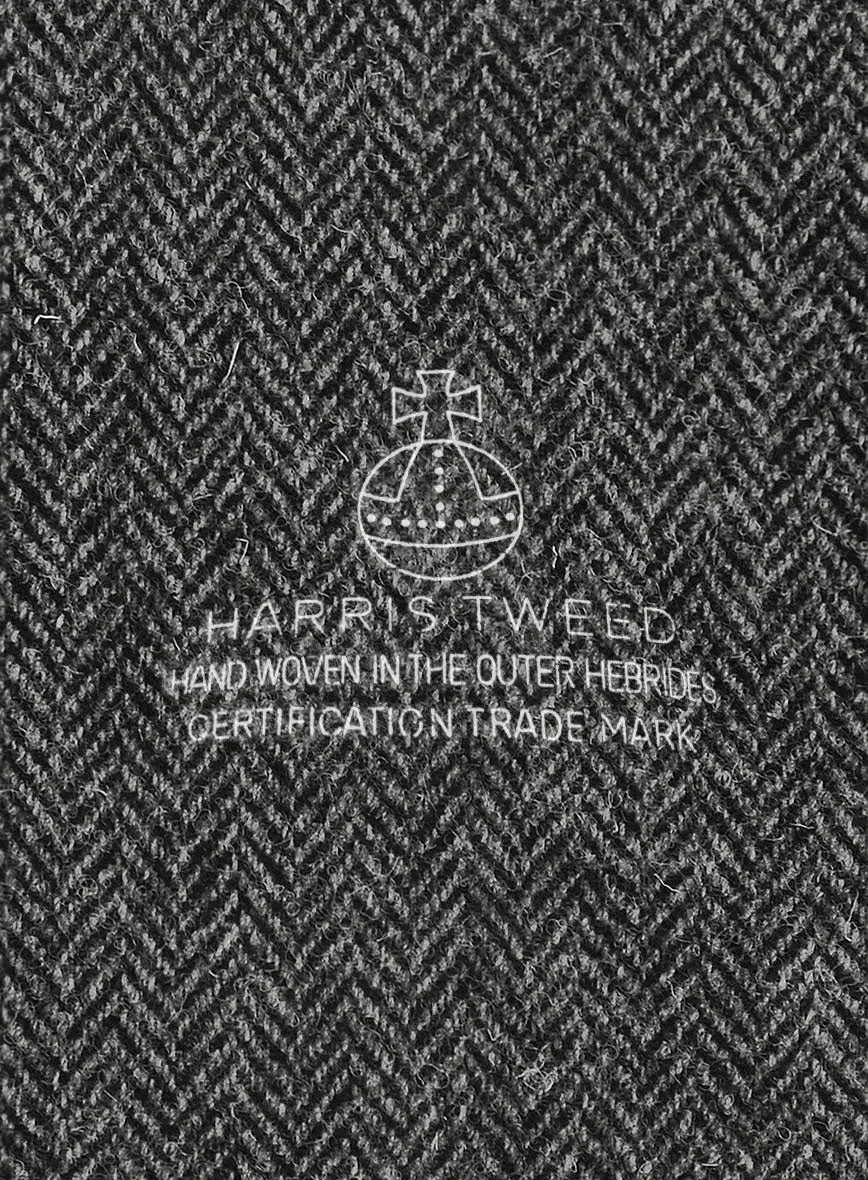 Harris Tweed Dark Gray Herringbone Hunting Vest