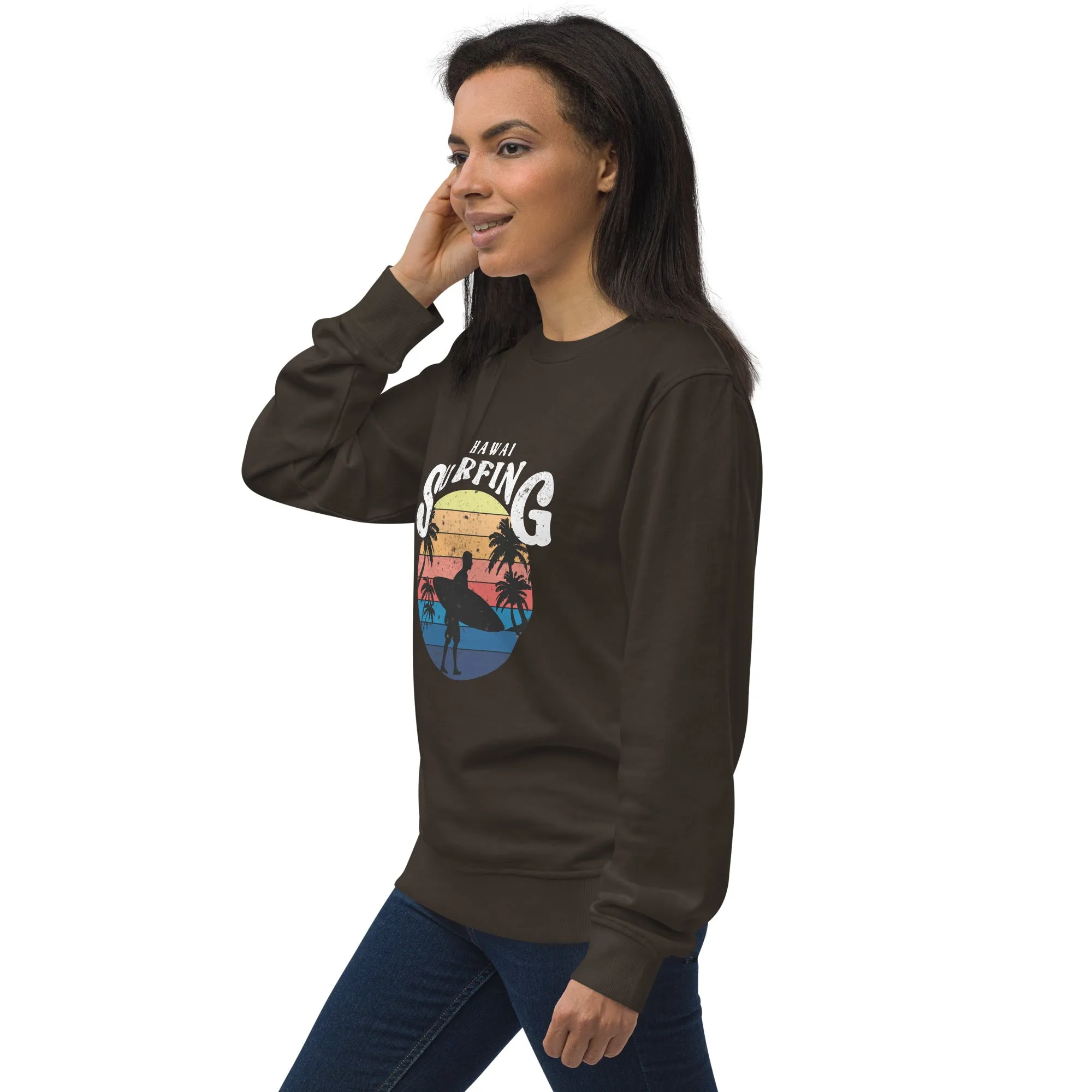 Hawai Surfing Vintage Graphic Women Organic Sweatshirt