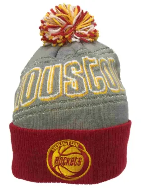 Houston Rockets Adidas Women Gray Sparkle Cuffed Knit Poofball Beanie Hat Cap