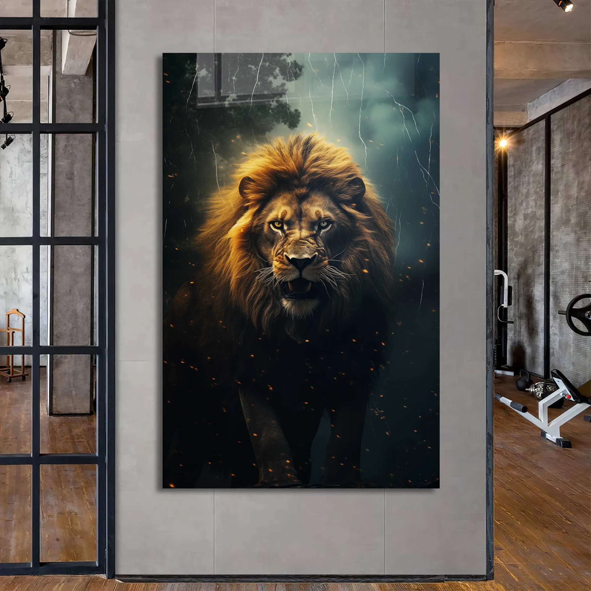 Hunting Lion - Tempered Glass Wall Art