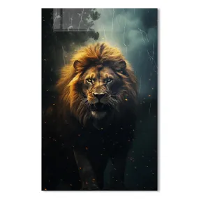 Hunting Lion - Tempered Glass Wall Art