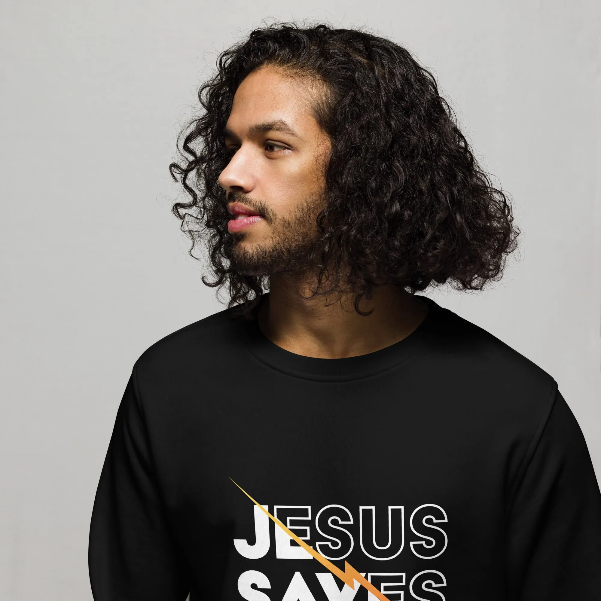 Jesus Saves Graphics Men Organic Sweatshirt