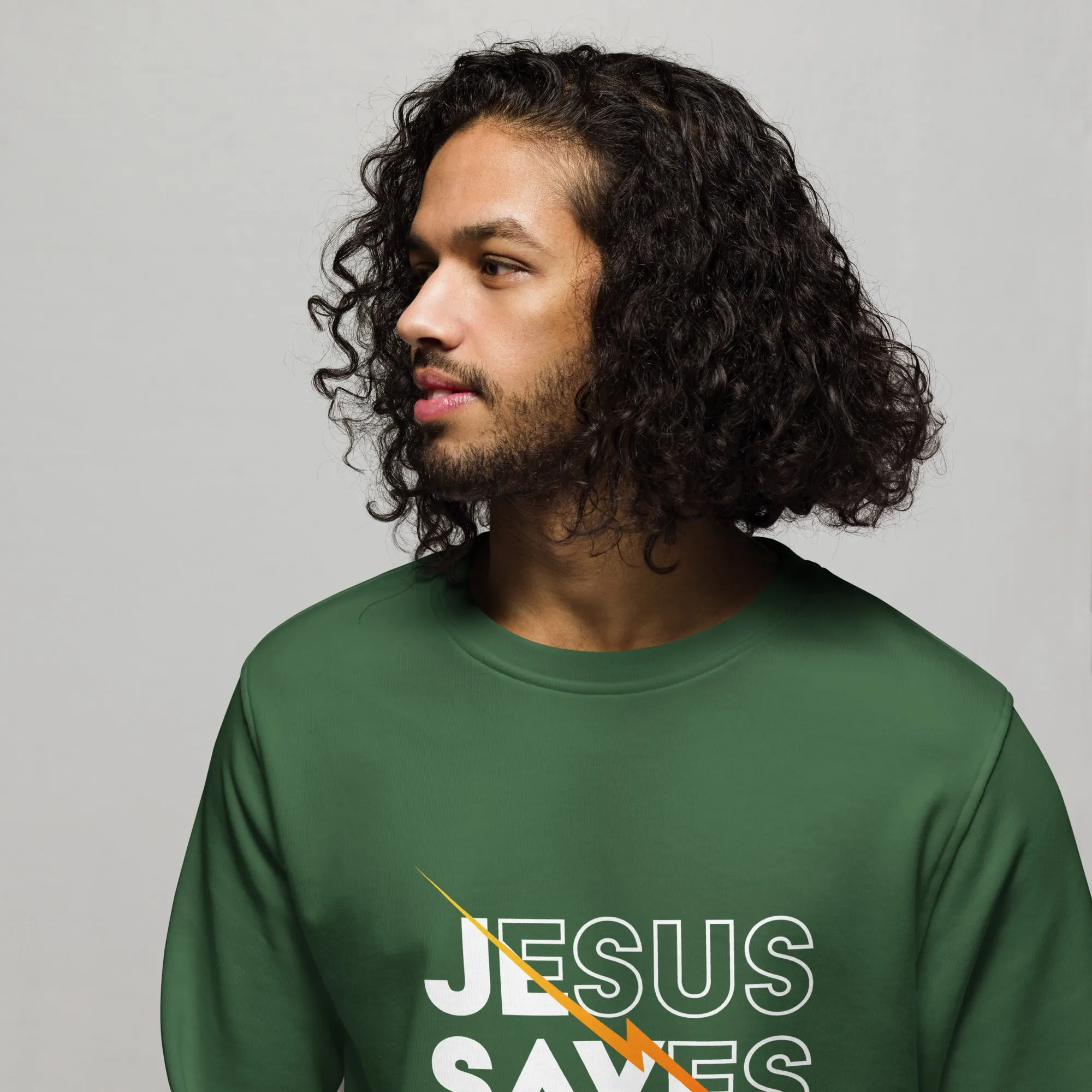 Jesus Saves Graphics Men Organic Sweatshirt