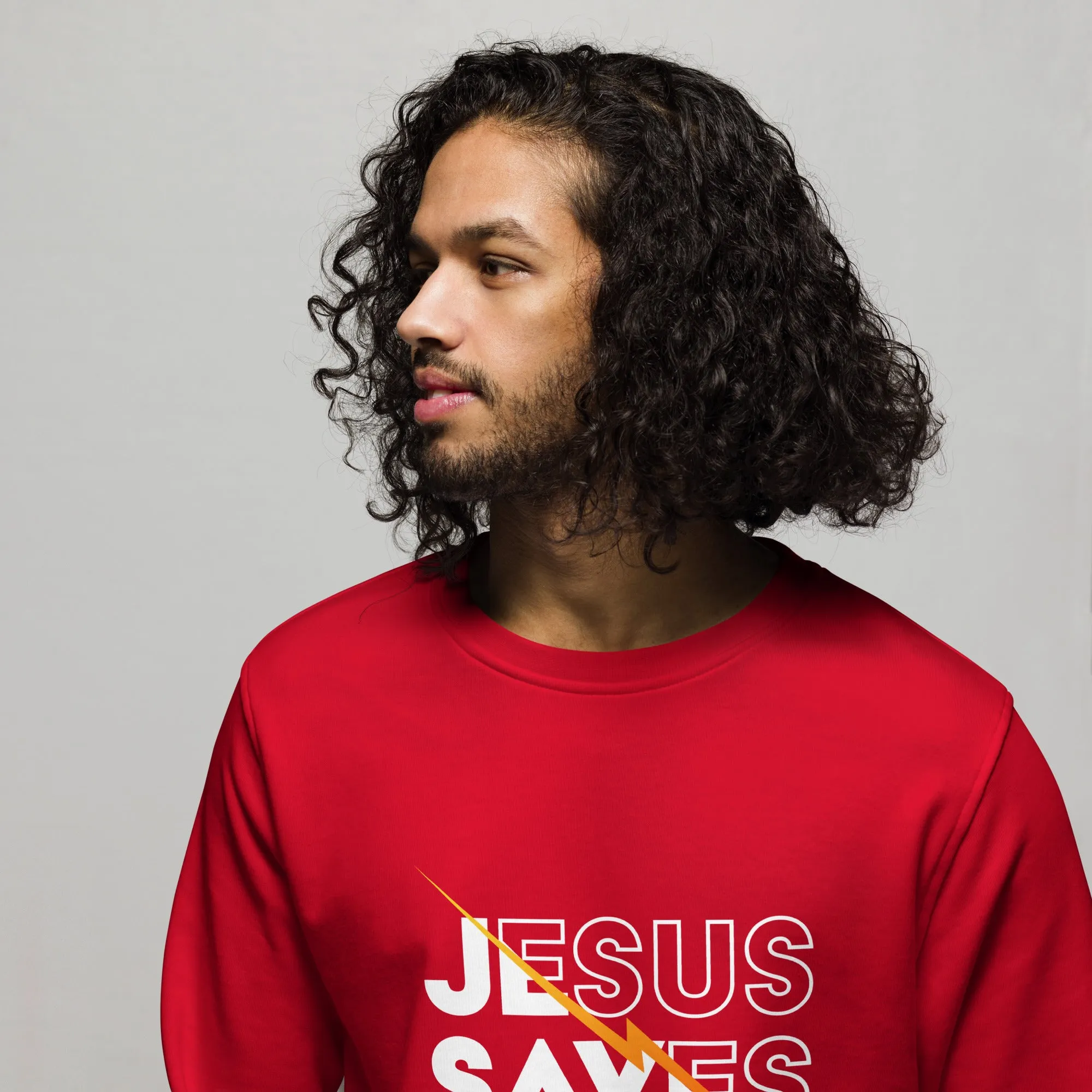 Jesus Saves Graphics Men Organic Sweatshirt