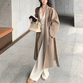 Joskaa streetwear men outfits Heavy Industry High-Grade Wool Elegant Double-Sided Cashmere Coat Female Hepburn Style Woolen Coat Female Autumn and Winter