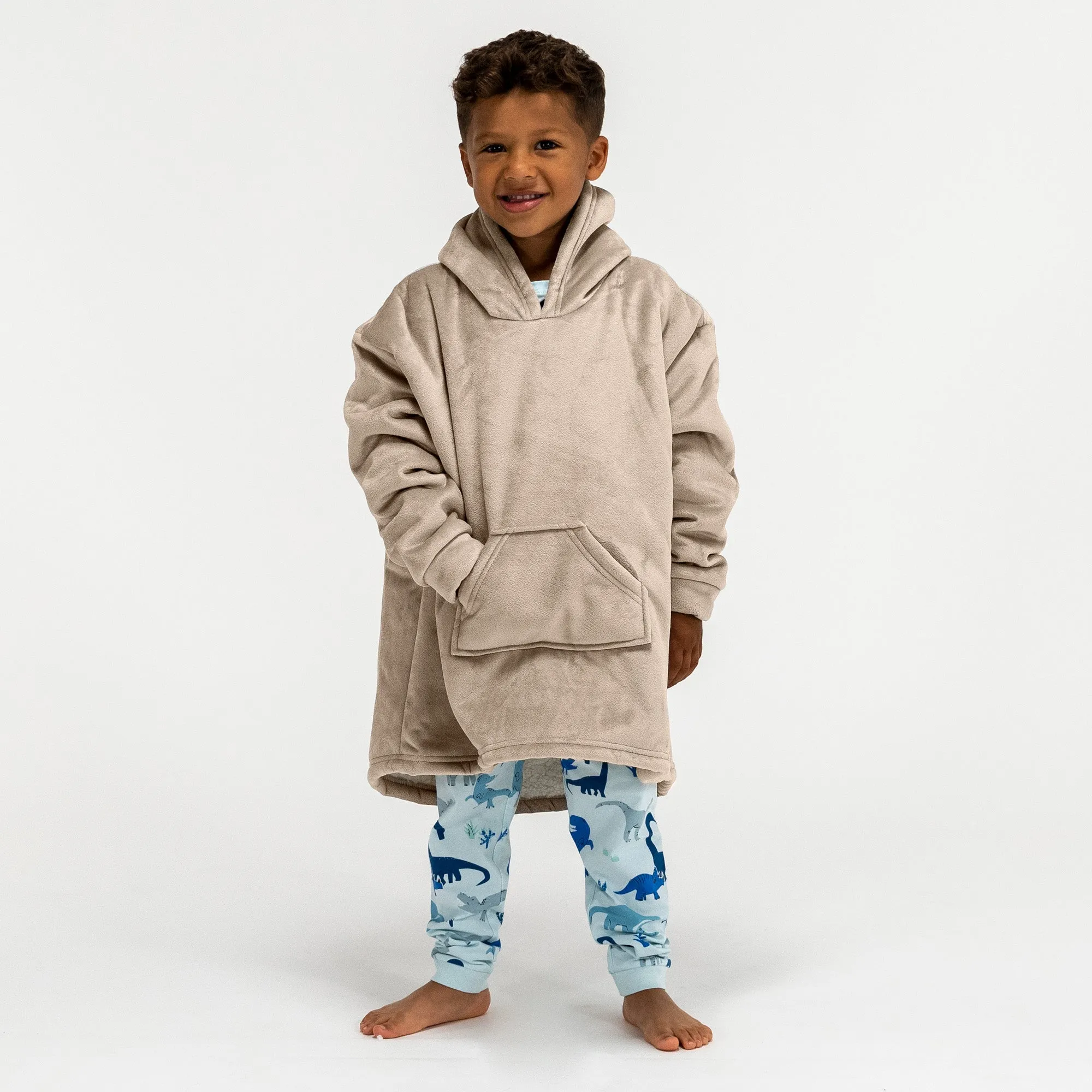 Kids Oversized Hoodie Blanket Sweatshirt - Minky Cream / Mink