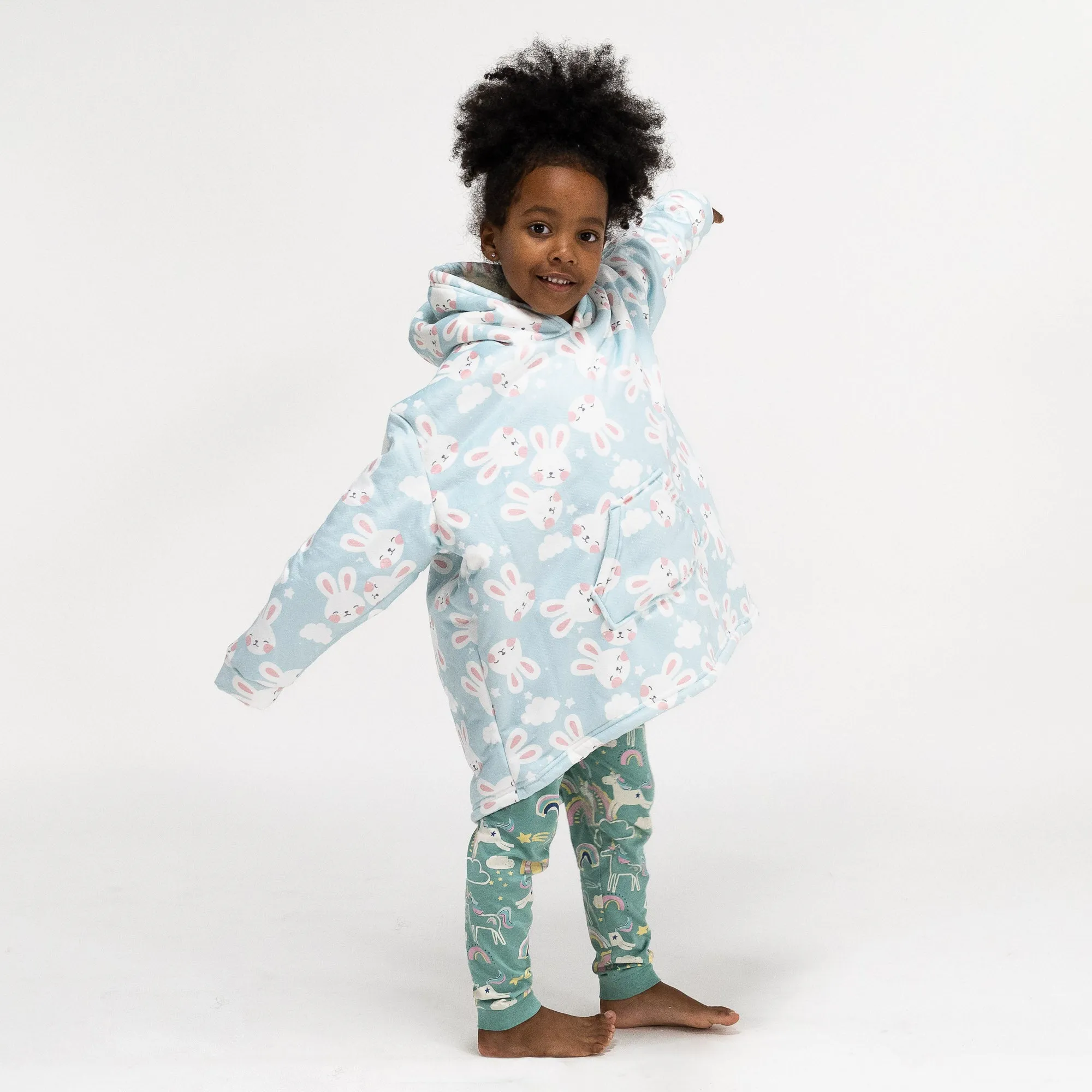 Kids Oversized Hoodie Blanket Sweatshirt - Minky Rabbit