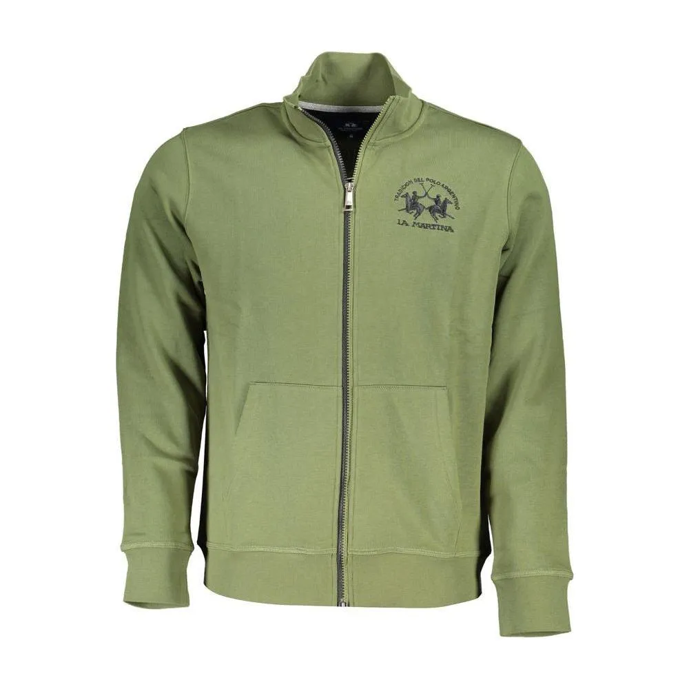 La Martina Classic Green Zippered Fleece Sweatshirt