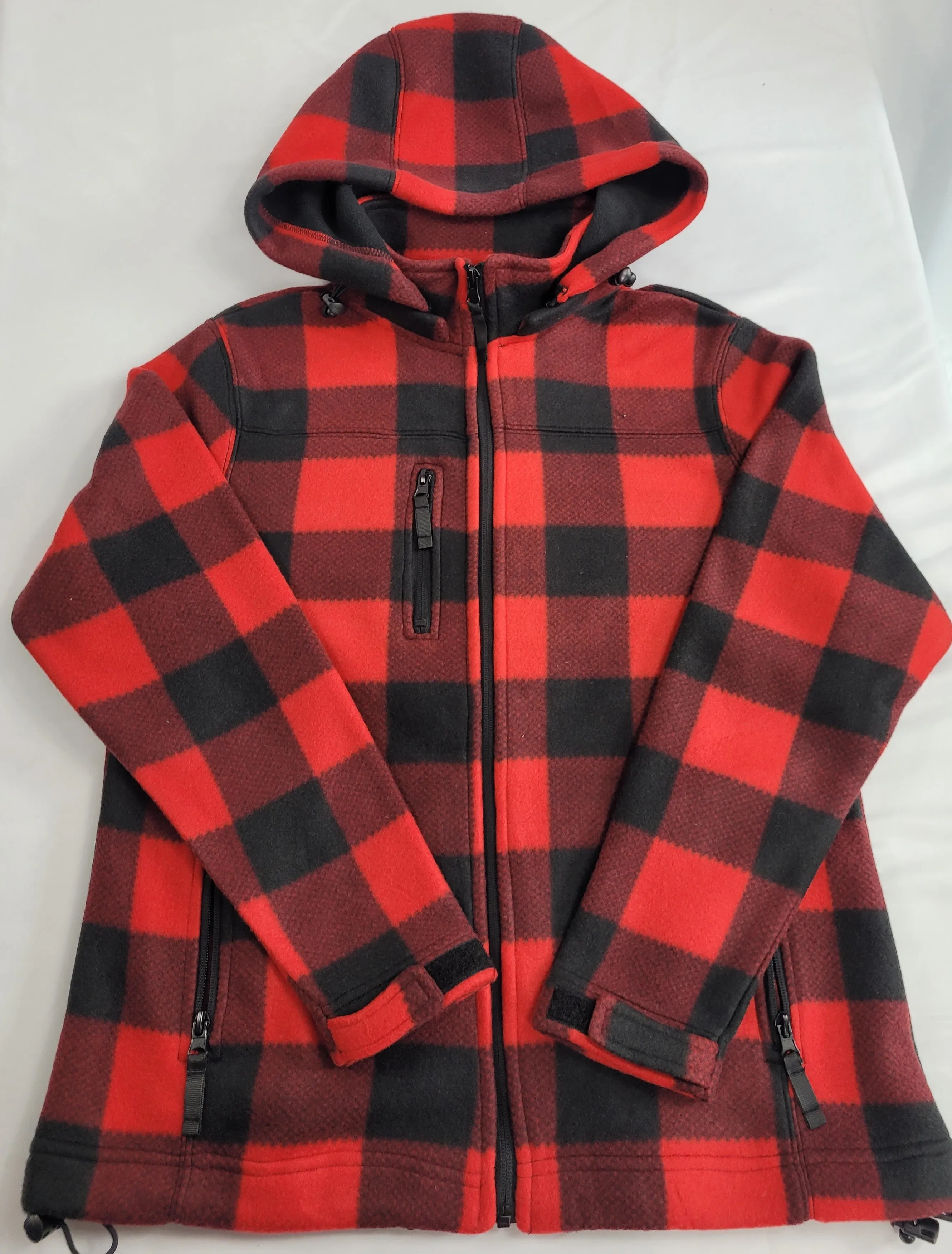 Ladies Plaid Fleece Jacket-Plain