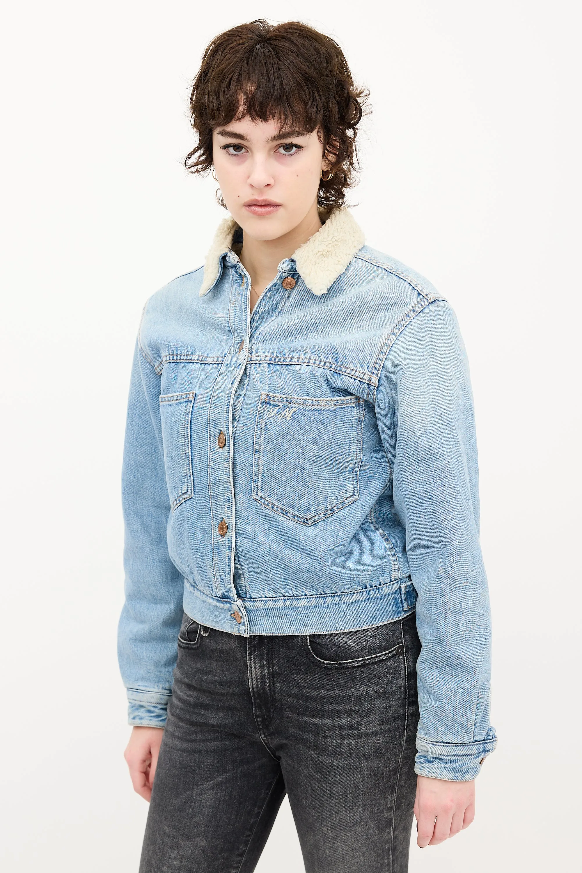 Light Wash Denim & Sherpa Jacket