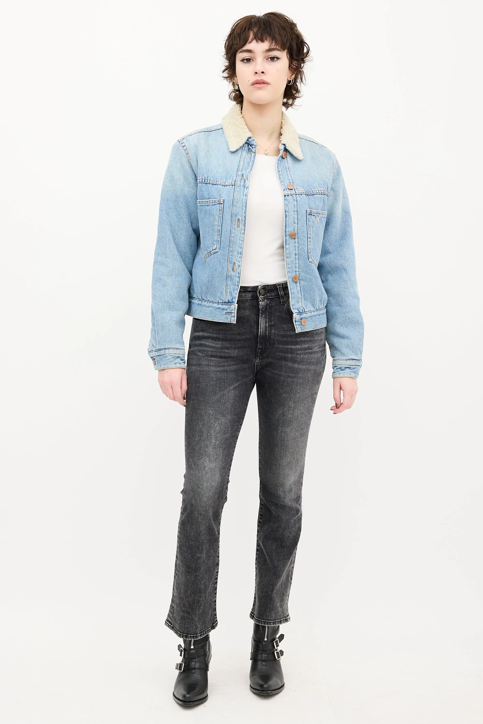 Light Wash Denim & Sherpa Jacket