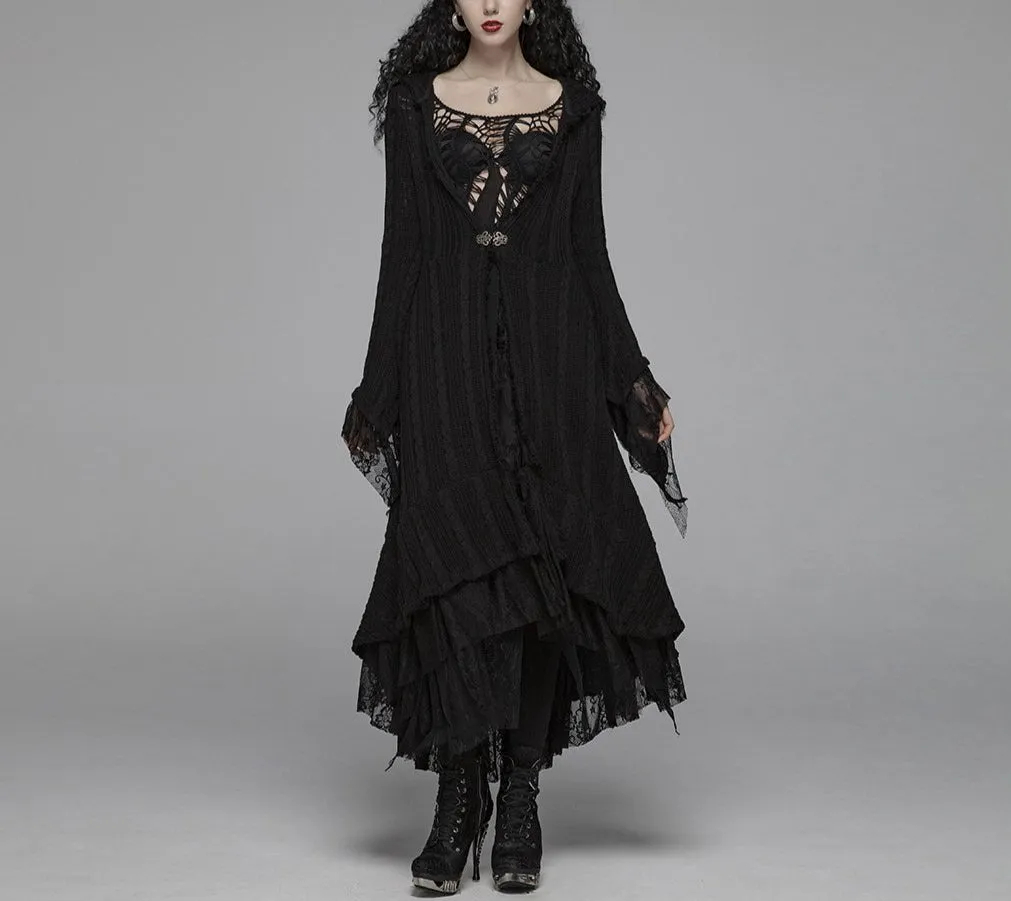 Long Gothic Sweater Style Knitted Hoodie