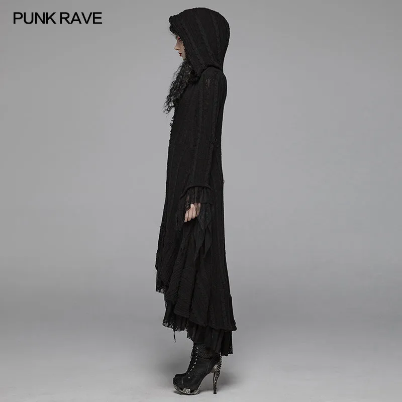 Long Gothic Sweater Style Knitted Hoodie