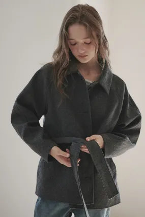 [MAUSOLEUM] FW 24 Gemma wool half coat-Grey