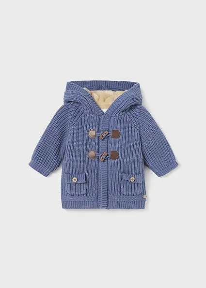 MAY Blue Knit Sweater Toggle Coat