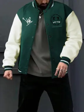 Men's Fleece Green Baseball Jacket