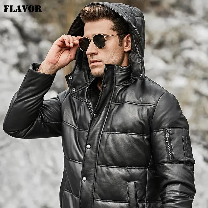 Men's Genuine Sheepskin Biker Leather Coat