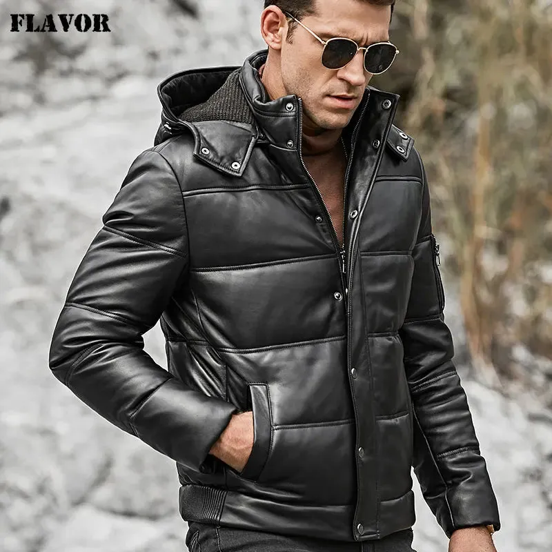 Men's Genuine Sheepskin Biker Leather Coat