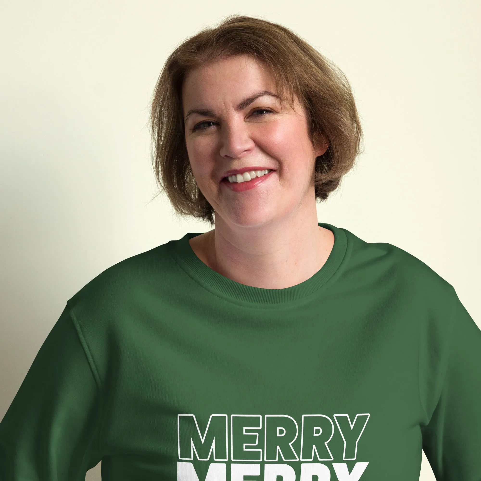 Merry Merry Merry Christmas Graphics Women Organic Sweatshirt