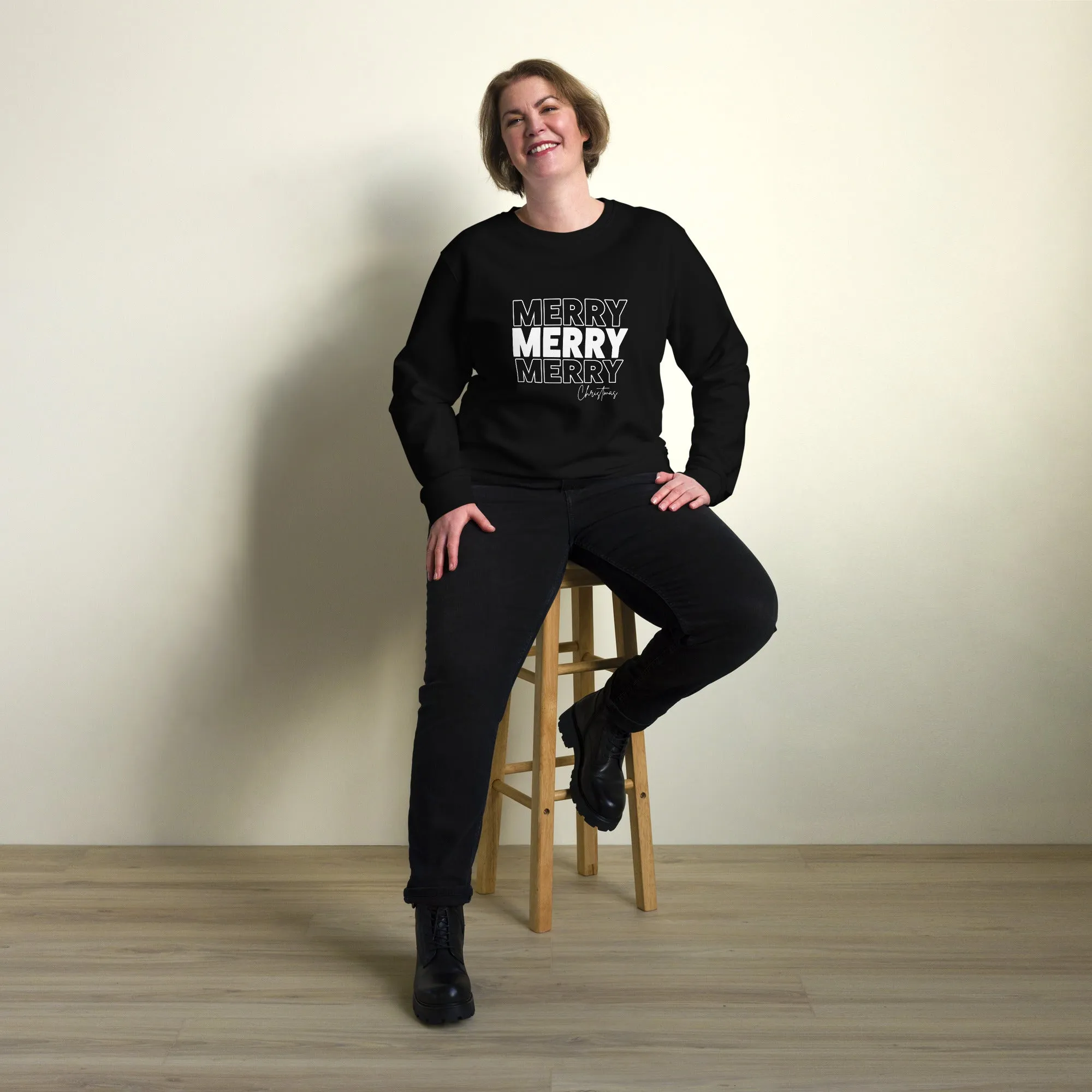 Merry Merry Merry Christmas Graphics Women Organic Sweatshirt