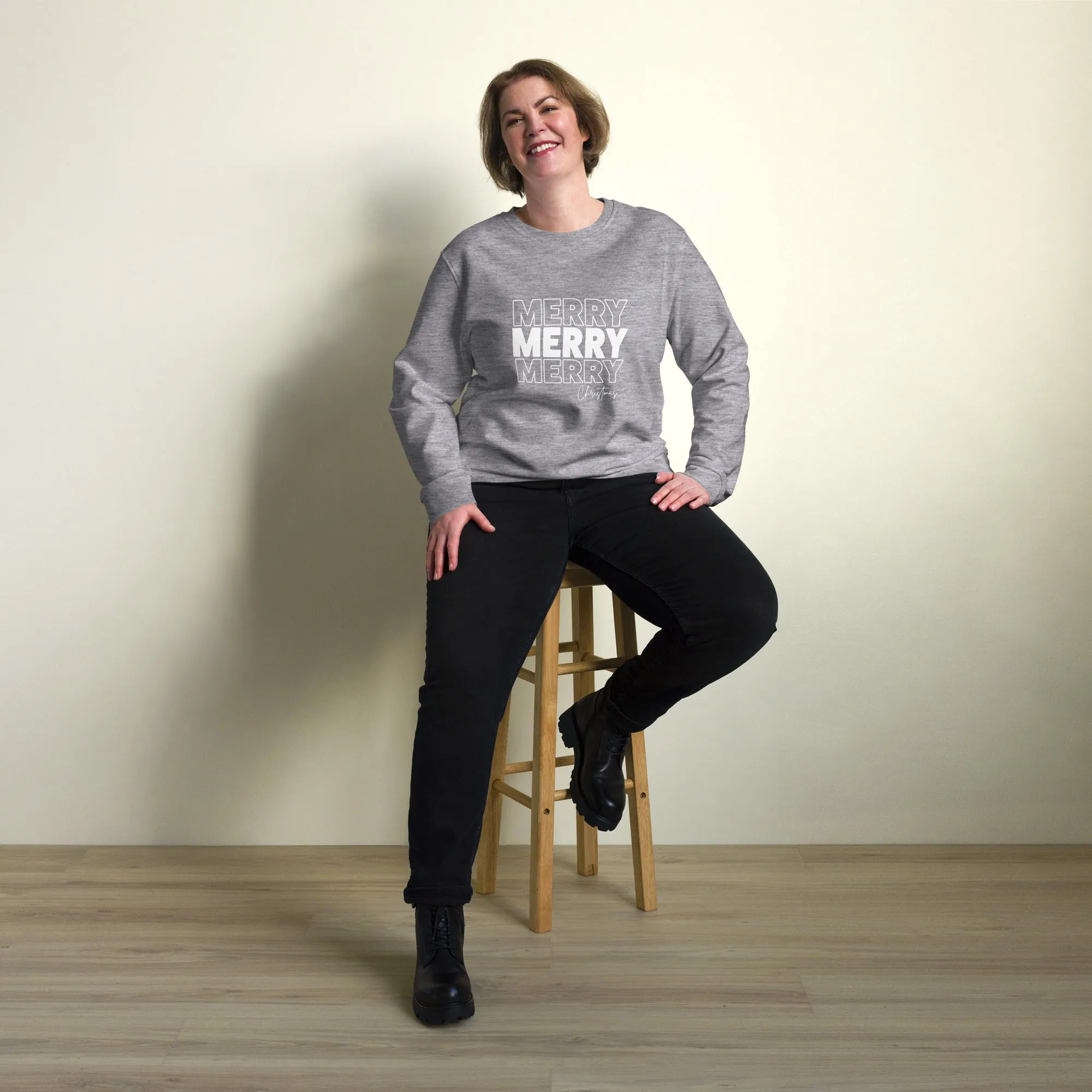 Merry Merry Merry Christmas Graphics Women Organic Sweatshirt