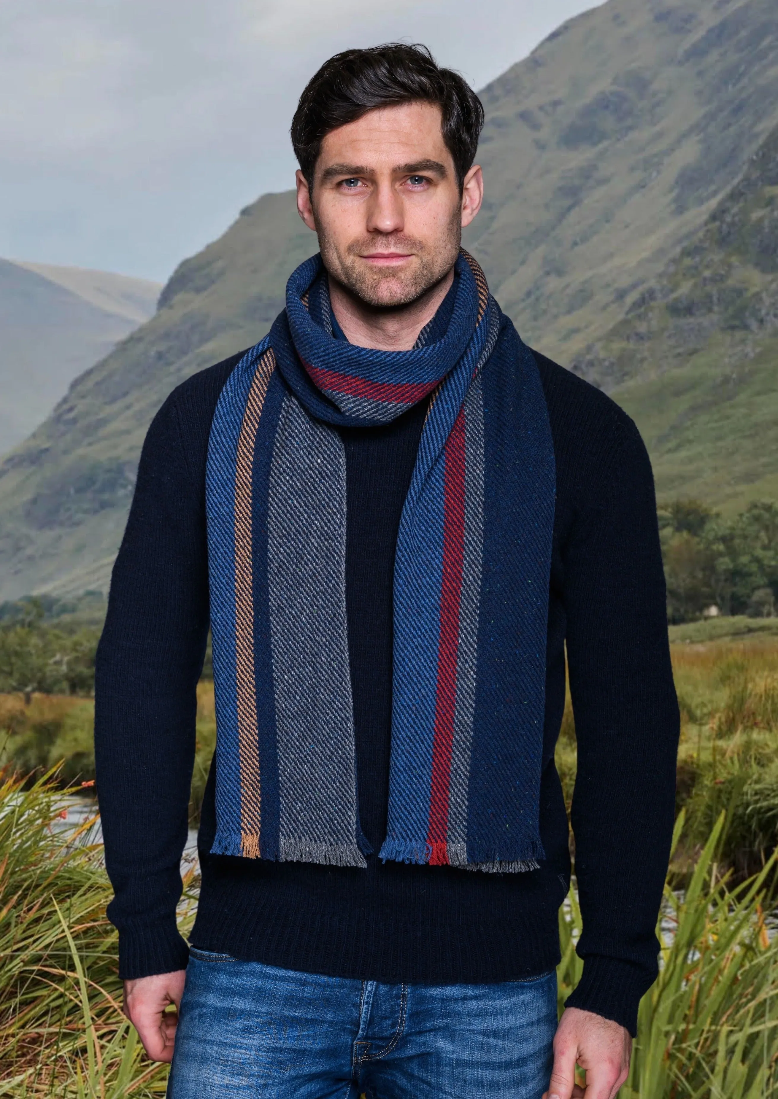 Mucros Donegal Scarf | Red Stripe