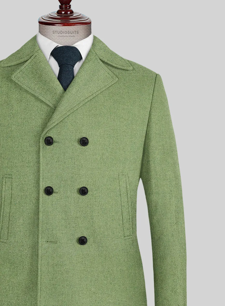 Naples Honeydew Green Tweed Pea Coat