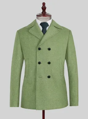 Naples Honeydew Green Tweed Pea Coat