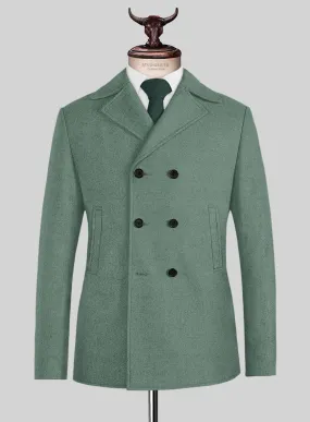 Naples Muted Green Tweed Pea Coat